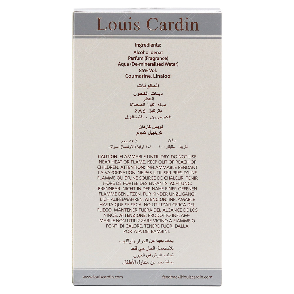  HANASCAR Louis Cardin Credible-Homme White EDP For Men 100ml :  Beauty & Personal Care