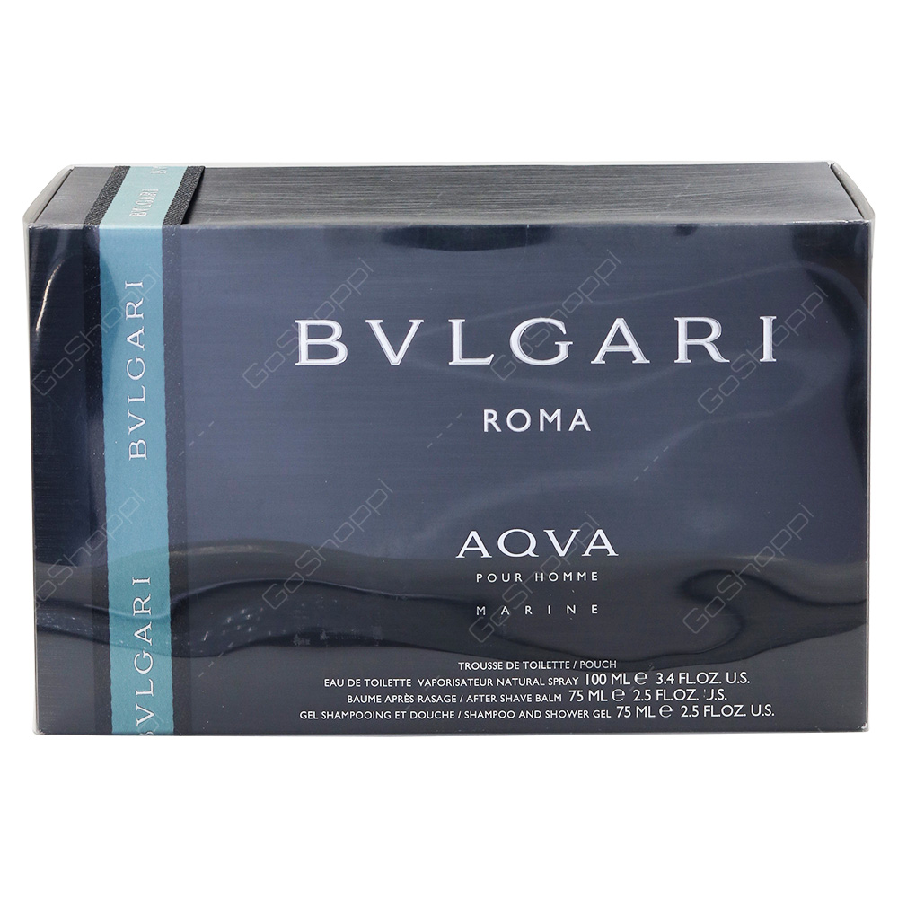 Bvlgari Aqua Marine Gift Pack For Men Eau De Toilette 100ml After Shave Balm 75ml Shampoo And Shower Gel 75ml