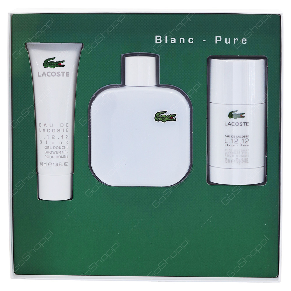 Lacoste Blanc Pure For Him Gift Pack Eau De Toilette 100ml Shower Gel 50ml